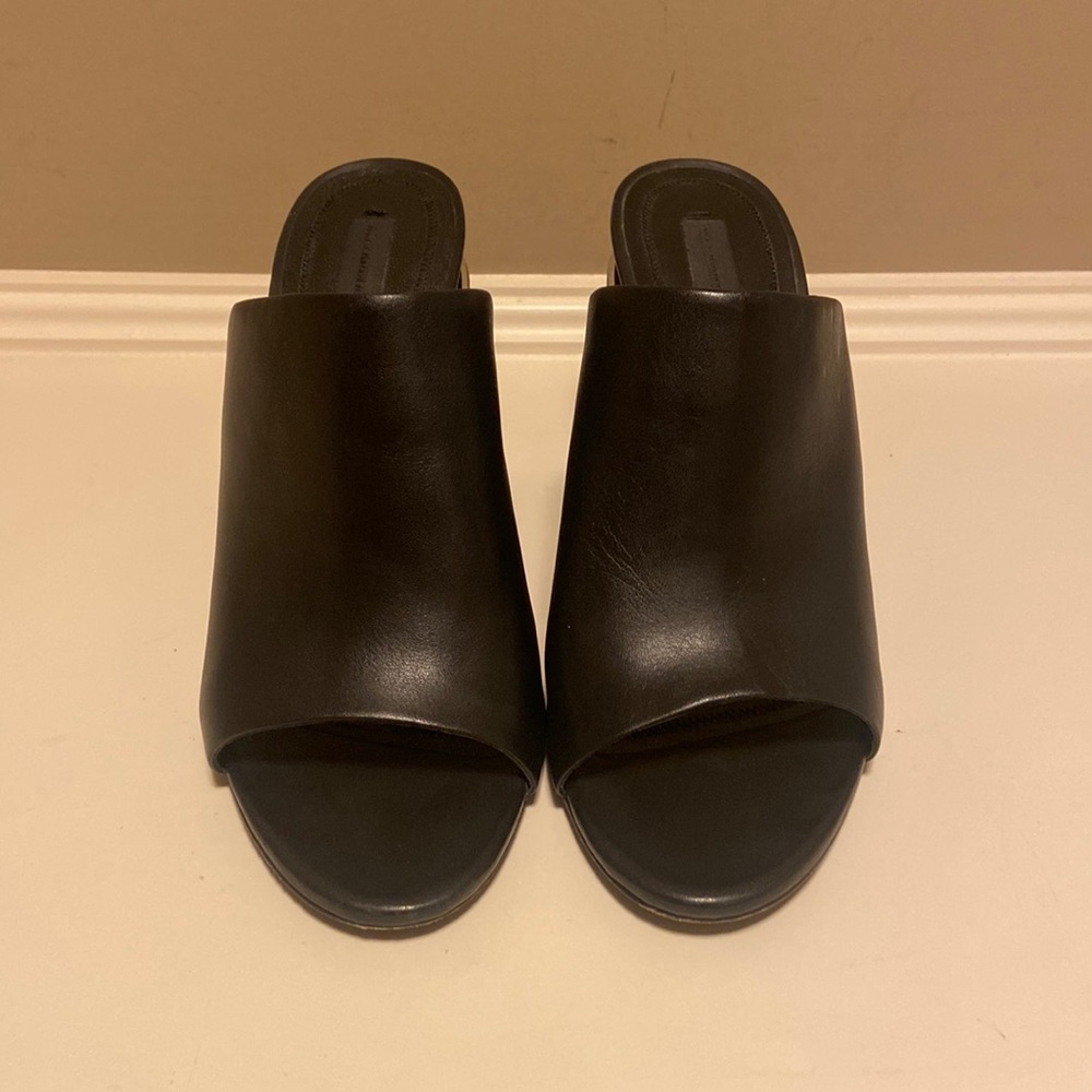 Alexander Wang Wedge Sandal. Black with cool silver heel detail! Size 38